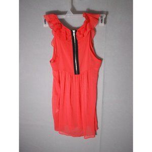 Tramp Sleeveless Pink Ruffle Zipper Back Top Women's Size M    302